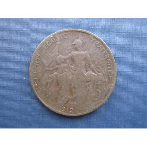 Монета 5 сантимов Франция 1912