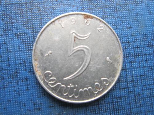Монета 5 сантимов Франция 1962