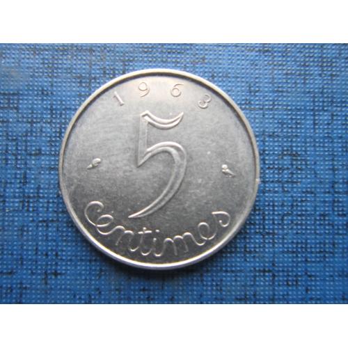 Монета 5 сантимов Франция 1963