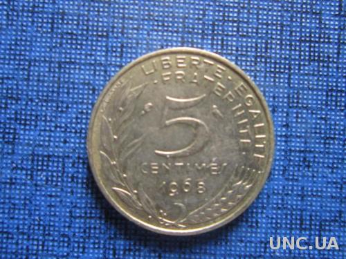 Монета 5 сантимов Франция 1968
