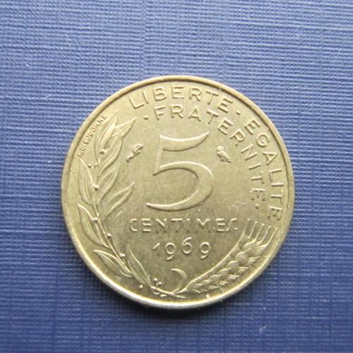 Монета 5 сантимов Франция 1969
