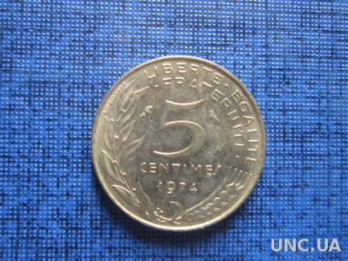 Монета 5 сантимов Франция 1974
