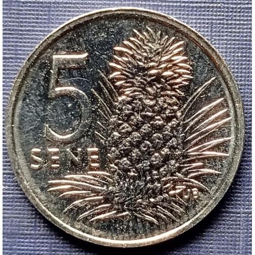 Монета 5 сене Самоа 2010 флора ананас