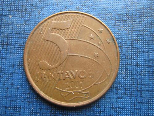 Монета 5 сентаво Бразилия 2007 фауна птица