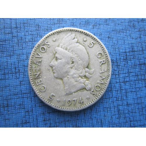 Монета 5 сентаво Доминикана 1974