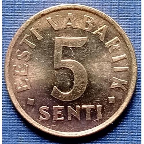 Монета 5 сенти Эстония 1991 состояние