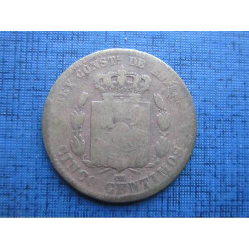 Монета 5 сентимо Испания 1877 Альфонсо XII