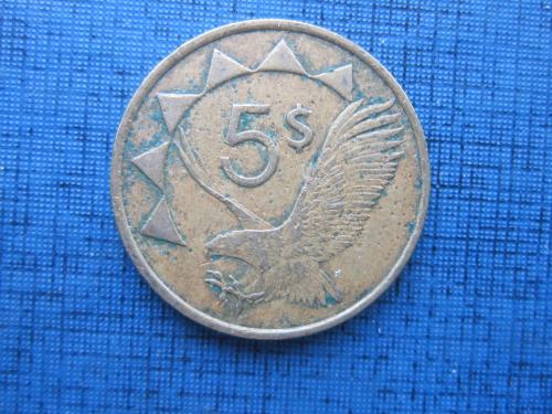 Монета 5 шиллингов Намибия 1993 фауна птица