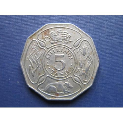 Монета 5 шиллингов Танзания 1973 фауна корова