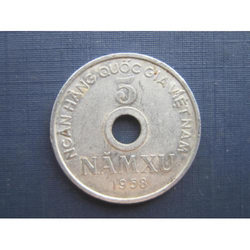 Монета 5 су Вьетнам 1958 хорошая нечастая