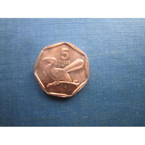 Монета 5 тебе Ботсвана 2002 фауна птах