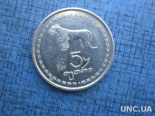 монета 5 тетри Грузия 1993 фауна
