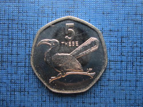 Монета 5 тхебе Ботсвана 2013 фауна птица состояние