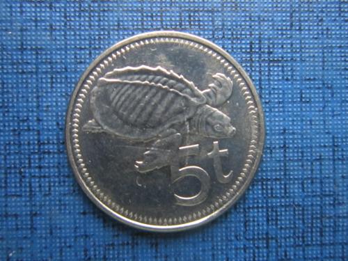 Монета 5 тоеа Папуа и Новая Гвинея 2009 фауна черепаха