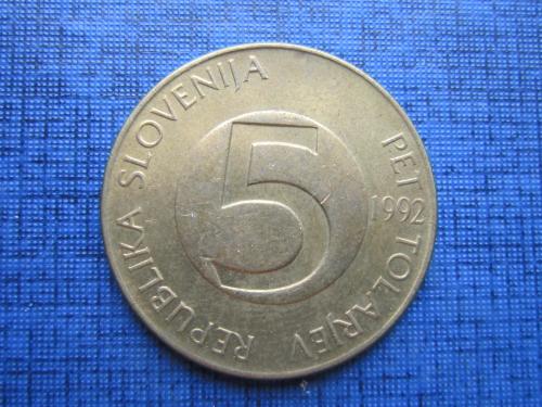 Монета 5 толаров Словения 1992 фауна козёл