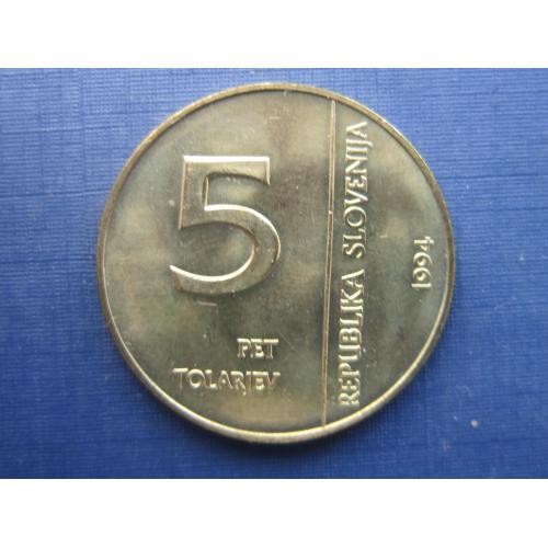 Монета 5 толаров Словения 1994 50 лет Национальному банку