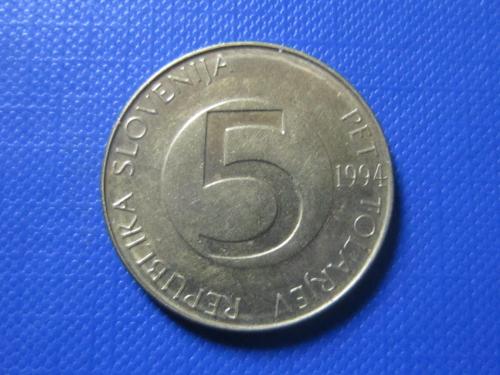 монета 5 толаров Словения 1994 фауна козёл
