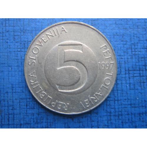 Монета 5 толаров Словения 1997 фауна козёл