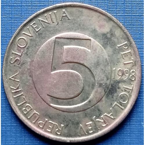 Монета 5 толаров Словения 1998 фауна козёл