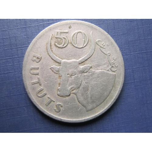 Монета 50 бутут Гамбия 1971 фауна корова бык