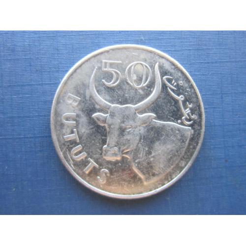 Монета 50 бутут Гамбия 2008 фауна корова бык