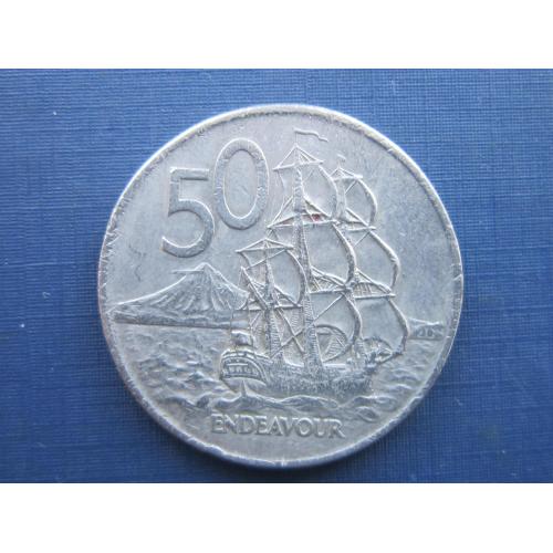 Монета 50 центов Новая Зеландия 1972 корабль парусник