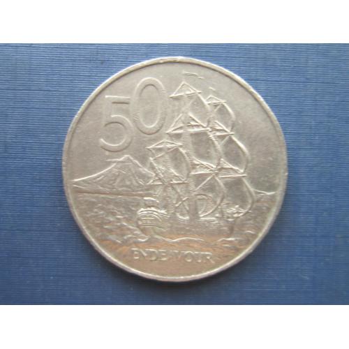 Монета 50 центов Новая Зеландия 1978 корабль парусник