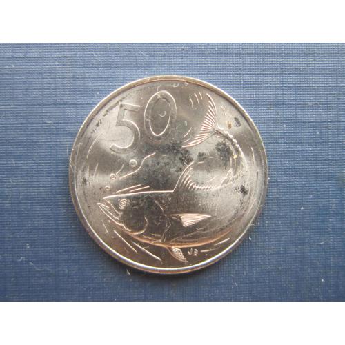 Монета 50 центов Острова Кука Британские 2015 фауна рыба