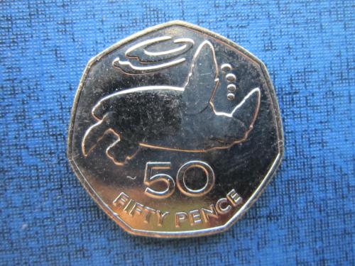 Монета 50 пенсов Острова Святой Елены и Вознесения 2006 фауна черепаха UNC