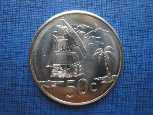 Монета 50 центов Токелау 2017 корабль парусник состояние