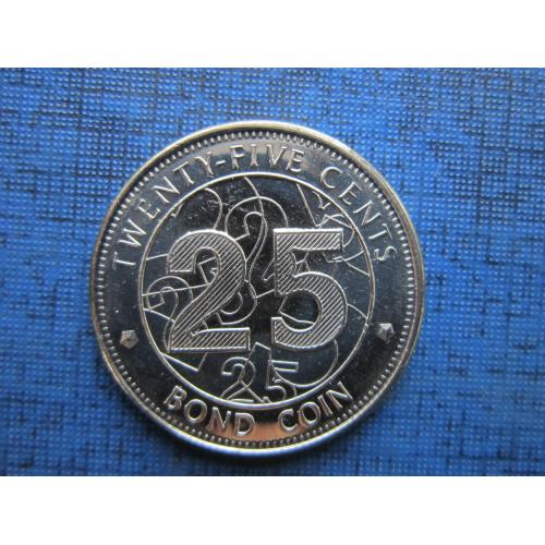 Монета 25 центов Зимбабве 2014 состояние
