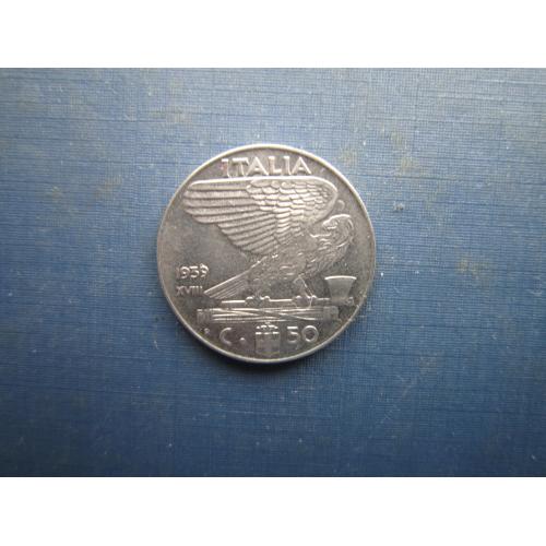 Монета 50 чентезімі Італія 1939 немагнітна