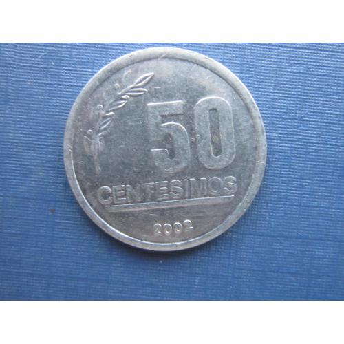 Монета 50 чентезимо Уругвай 2002