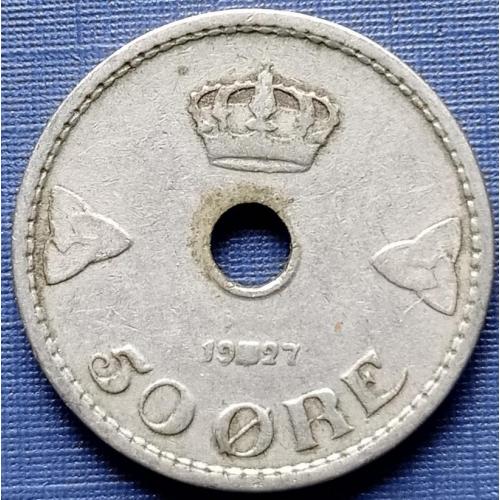 Монета 50 эре Норвегия 1927