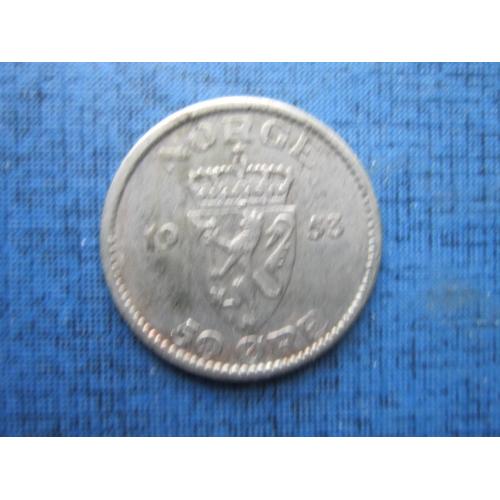 Монета 50 эре Норвегия 1953