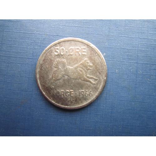 Монета 50 эре Норвегия 1966 фауна собака