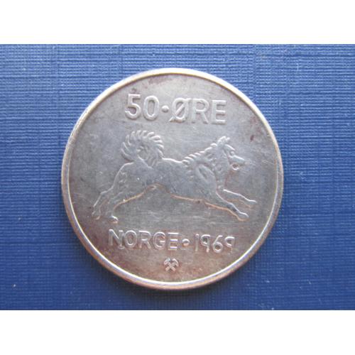 Монета 50 эре Норвегия 1969 фауна собака