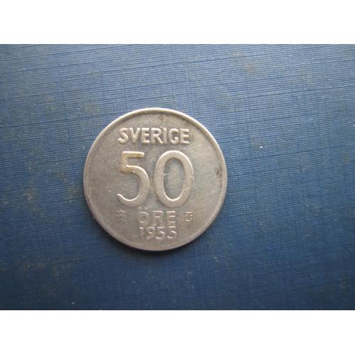 Монета 50 ере Швеція 1955 срібло