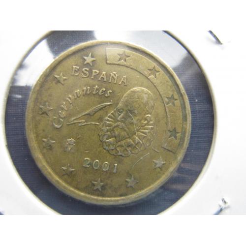 Монета 50 евроцентов Испания 2001