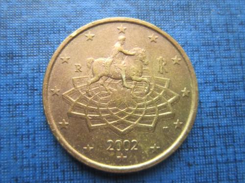 Монета 50 евроцентов Италия 2002