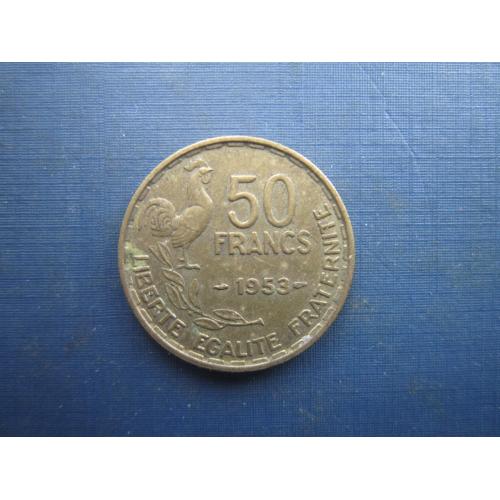 Монета 50 франків Франція 1953 фауна півень