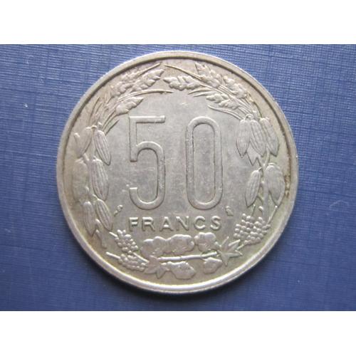 Монета 50 франков Центральноафриканская республика Конго Габон Чад 1963 фауна антилопы