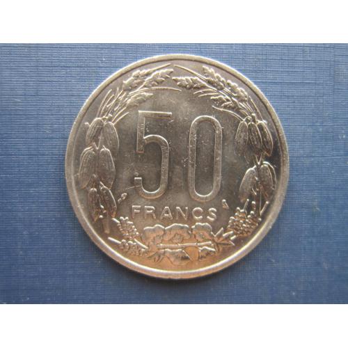 Монета 50 франков Центральноафриканская республика Конго Габон Чад 1963 фауна антилопы