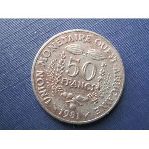 Монета 50 франков КФА 1981 фауна рыба