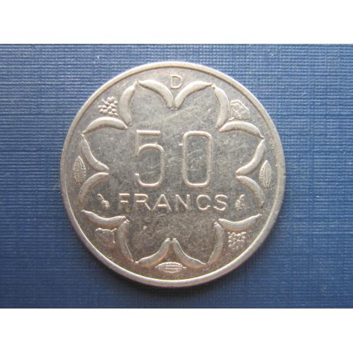 Монета 50 франков КФА Центральная Африка 1983 D Габон