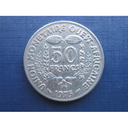Монета 50 франков КФА Западная Африка 1975 фауна рыба