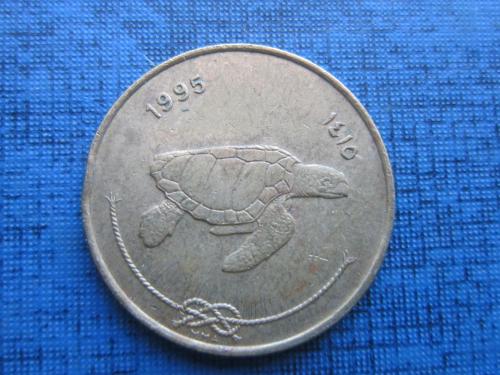 Монета 50 лаари Мальдивские острова Мальдивы 1995 фауна черепаха
