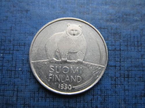 Монета 50 пенни Финляндия 1990 фауна медведь