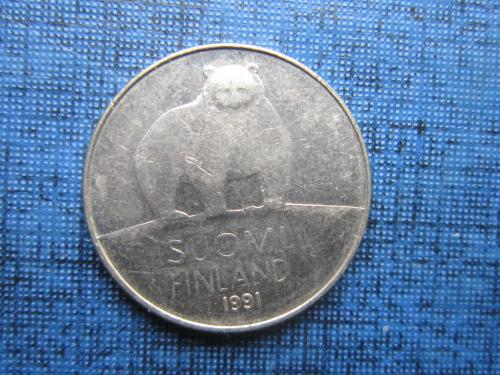 Монета 50 пенни Финляндия 1991 фауна медведь