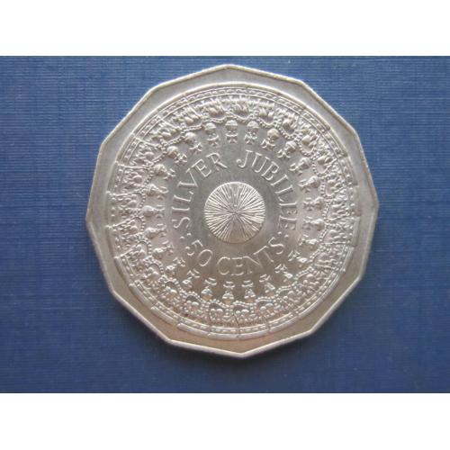 Монета 50 пенсов Австралия 1977 серебряный юбилей 25 лет правления